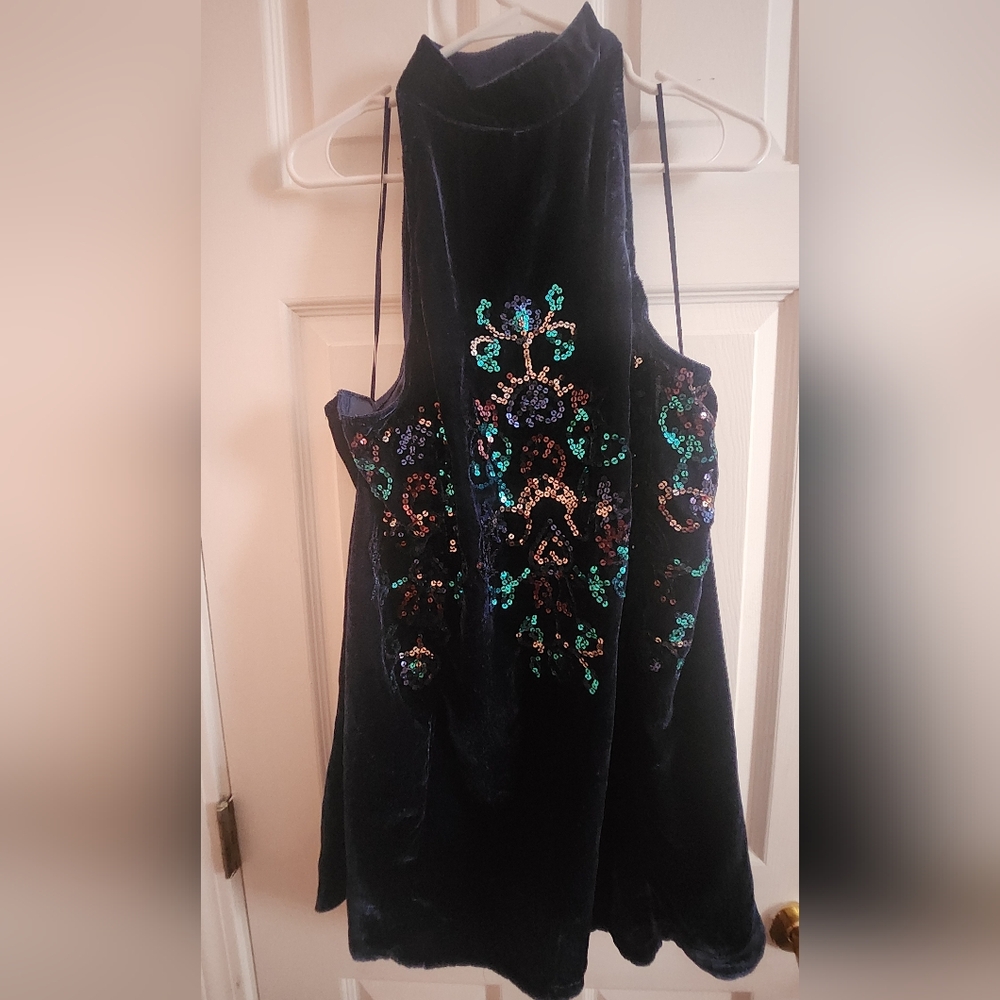 Free People Navy Sequins Midi Dress